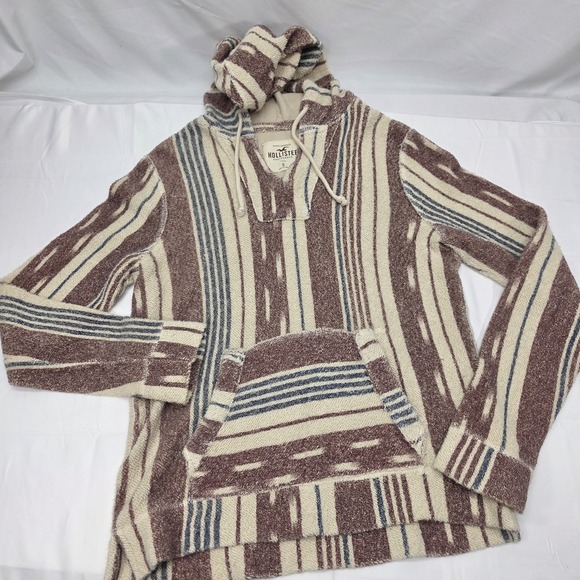 Hollister California Other - Hollister California Mens Baja Hoodie Small Burgundy Cream Striped Pullover